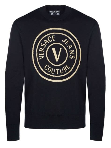 versace jeans couture logo-slogan strickpullover|versace couture jeans.